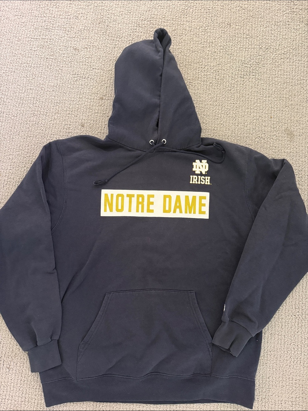 Champion Notre Dame Navy Hoodie with Gold Print